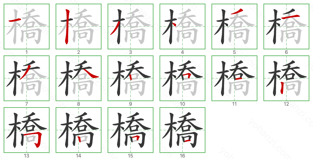 橋 Stroke Order Diagrams