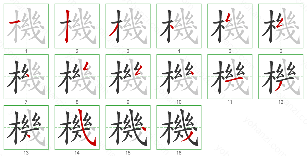 機 Stroke Order Diagrams