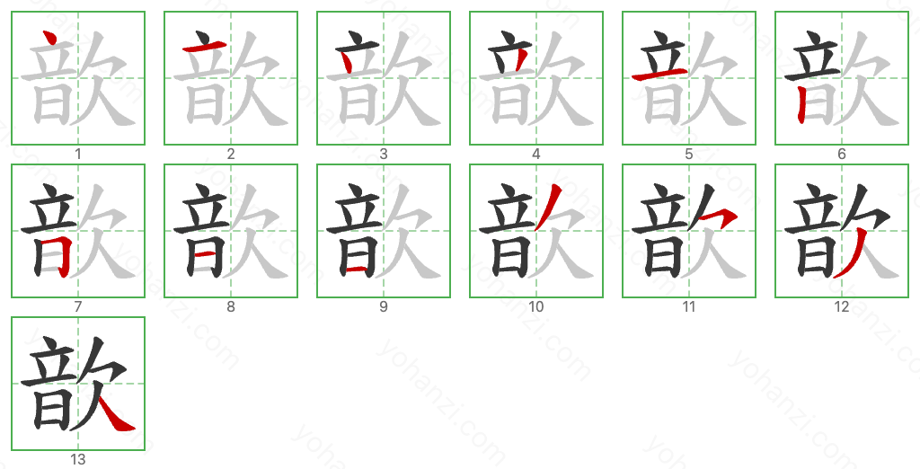 歆 Stroke Order Diagrams