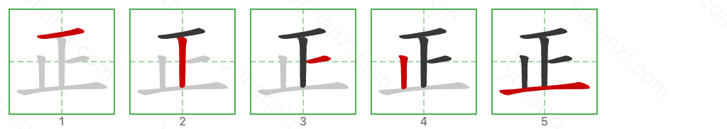 正 Stroke Order Diagrams