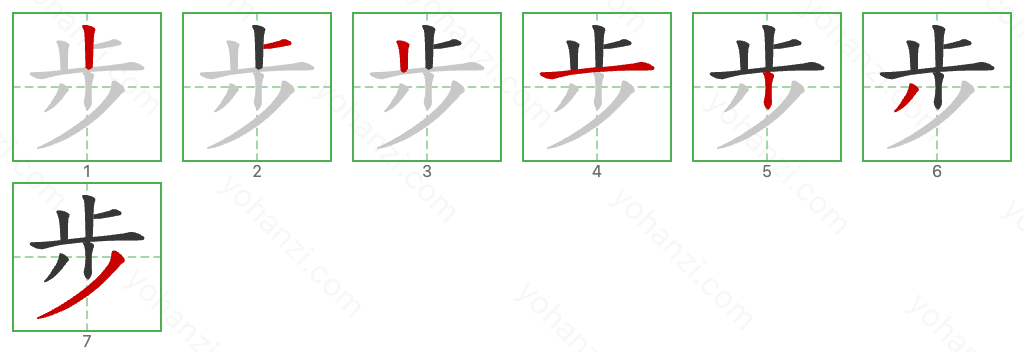 步 Stroke Order Diagrams