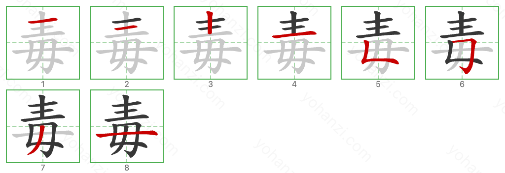 毒 Stroke Order Diagrams