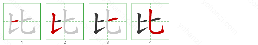 比 Stroke Order Diagrams