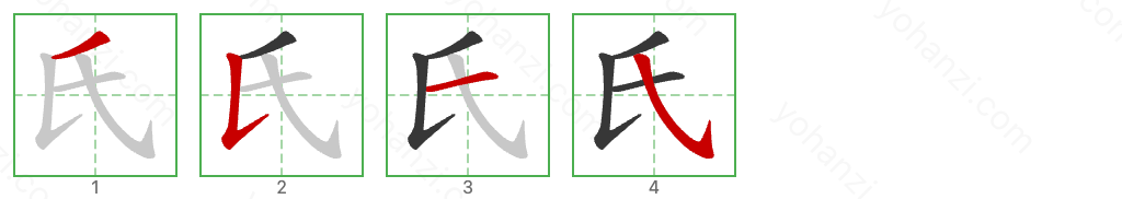 氏 Stroke Order Diagrams