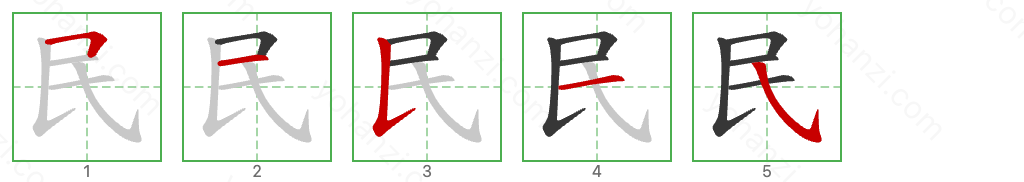 民 Stroke Order Diagrams