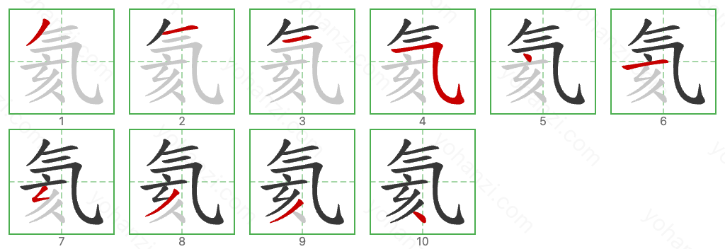 氦 Stroke Order Diagrams