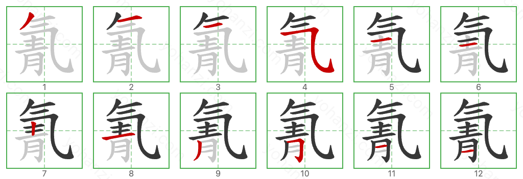 氰 Stroke Order Diagrams