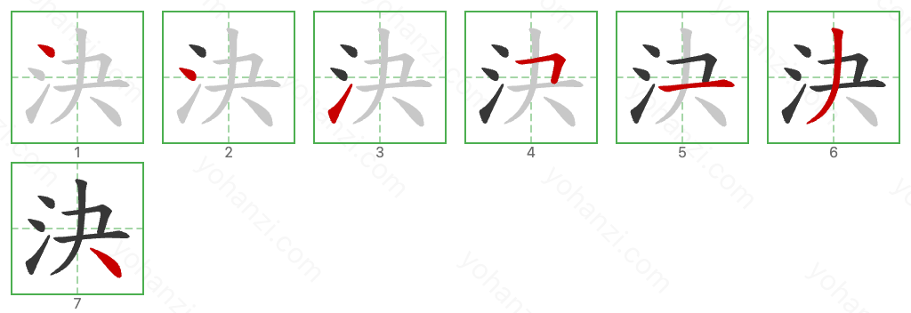 決 Stroke Order Diagrams