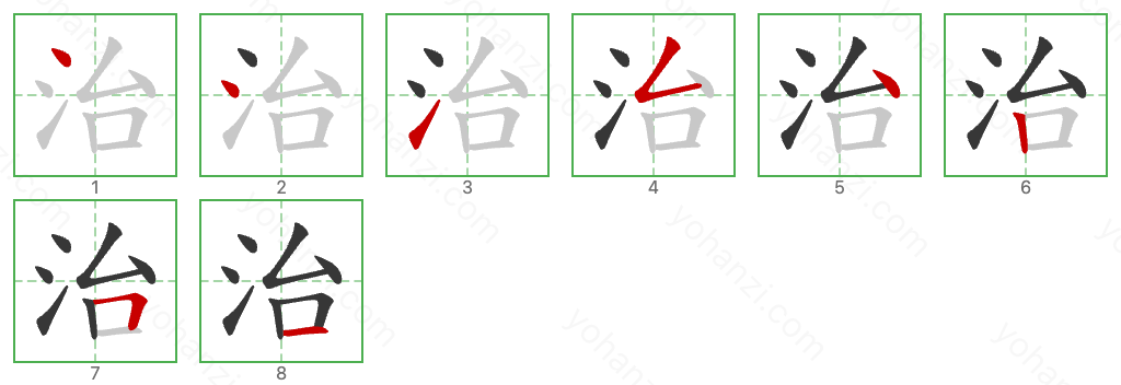 治 Stroke Order Diagrams