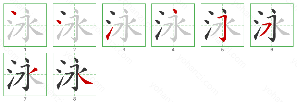 泳 Stroke Order Diagrams