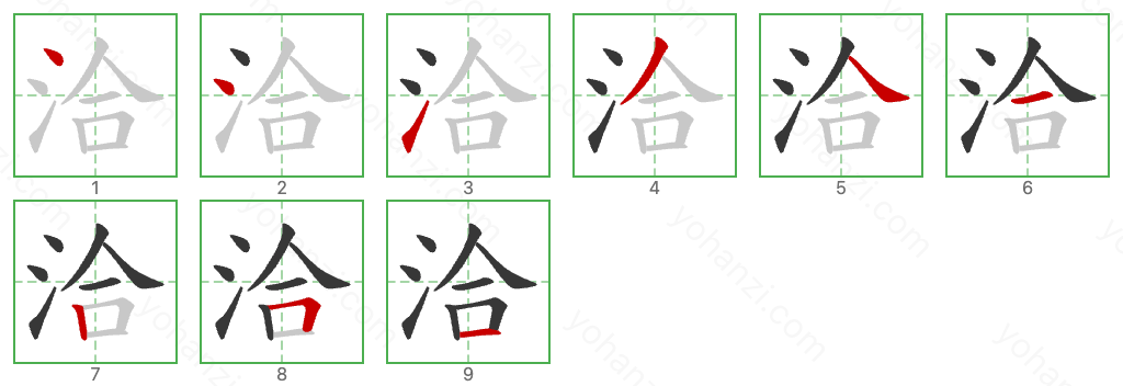 洽 Stroke Order Diagrams