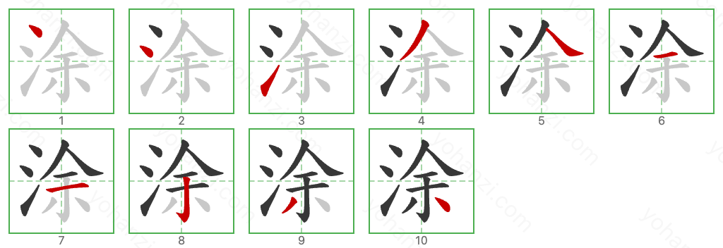 涂 Stroke Order Diagrams