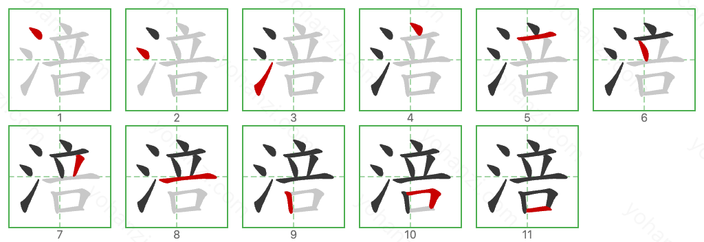 涪 Stroke Order Diagrams