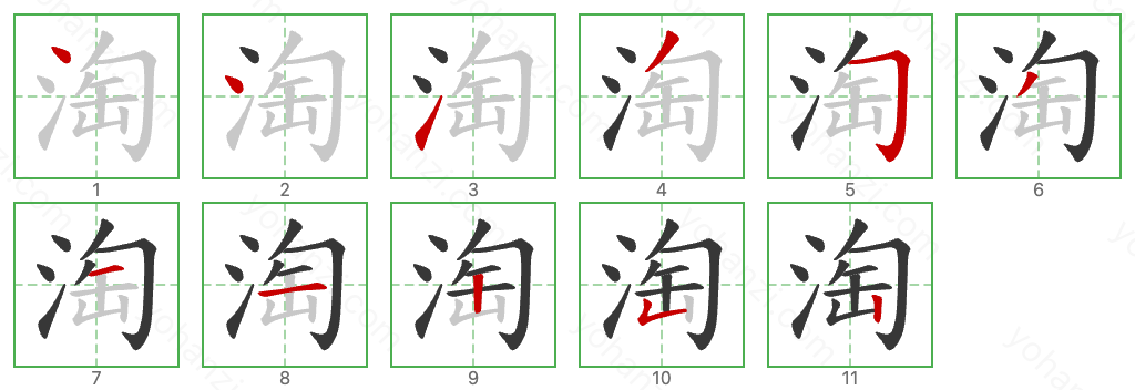 淘 Stroke Order Diagrams