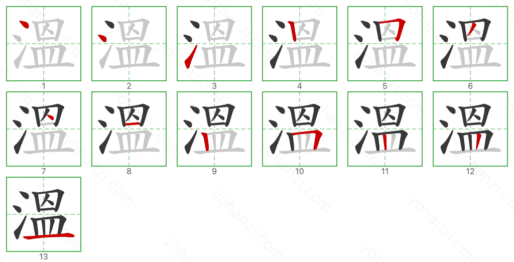 溫 Stroke Order Diagrams