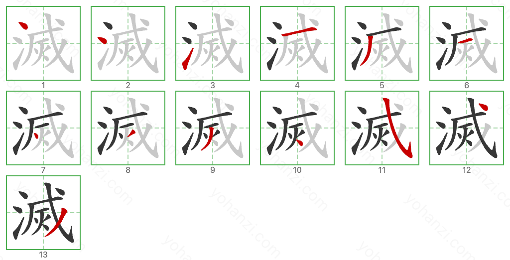 滅 Stroke Order Diagrams