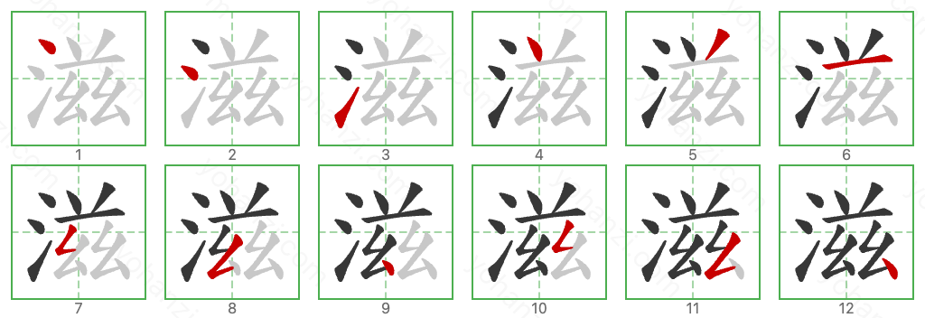 滋 Stroke Order Diagrams