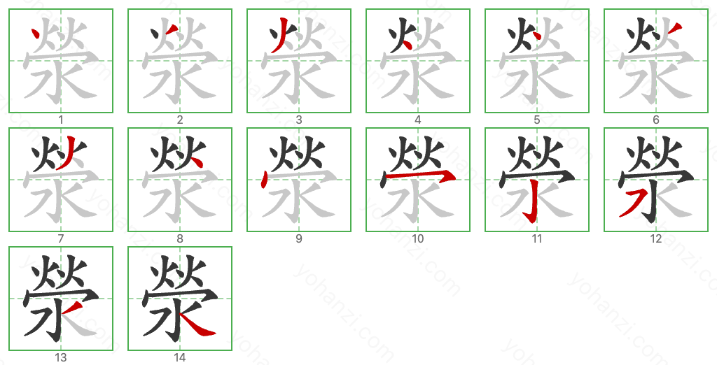 滎 Stroke Order Diagrams