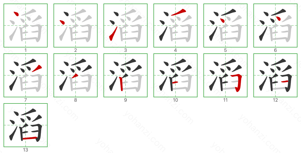 滔 Stroke Order Diagrams