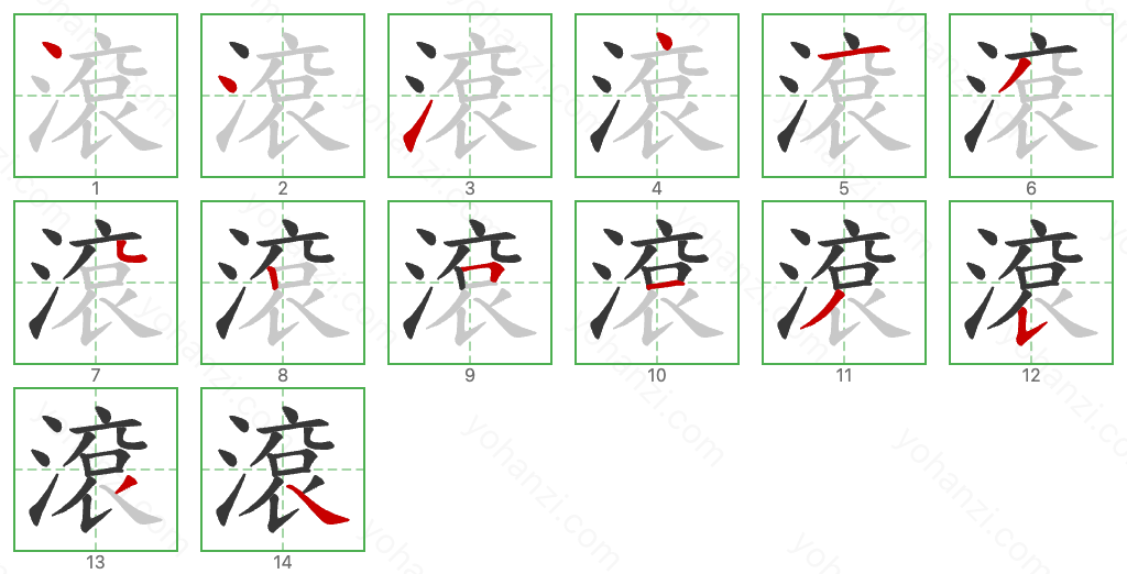 滾 Stroke Order Diagrams