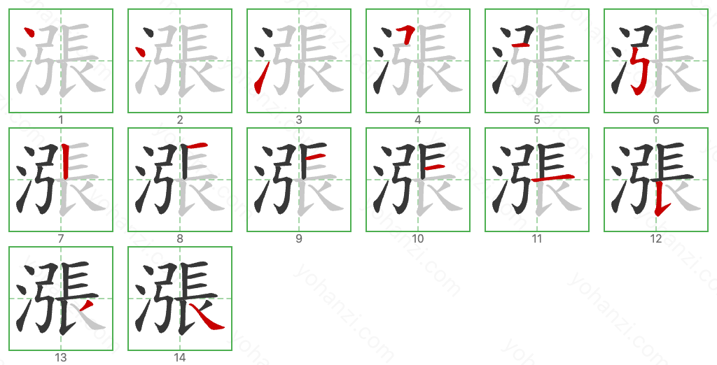 漲 Stroke Order Diagrams