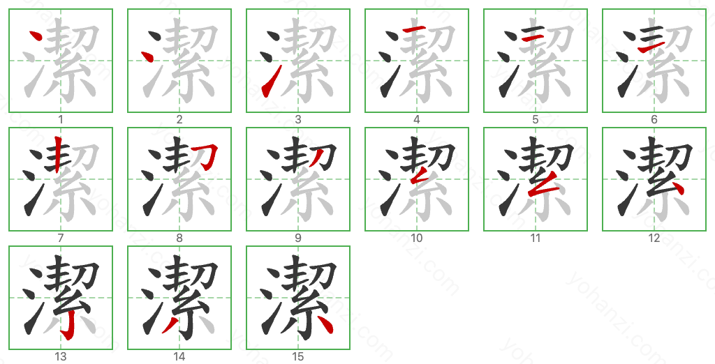 潔 Stroke Order Diagrams