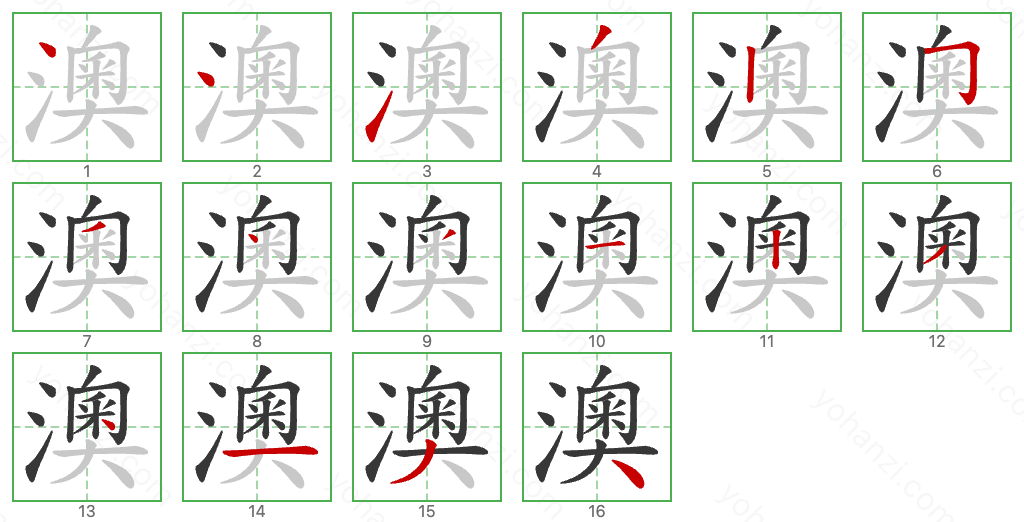 澳 Stroke Order Diagrams