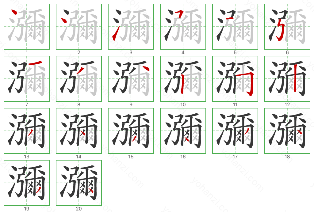 瀰 Stroke Order Diagrams