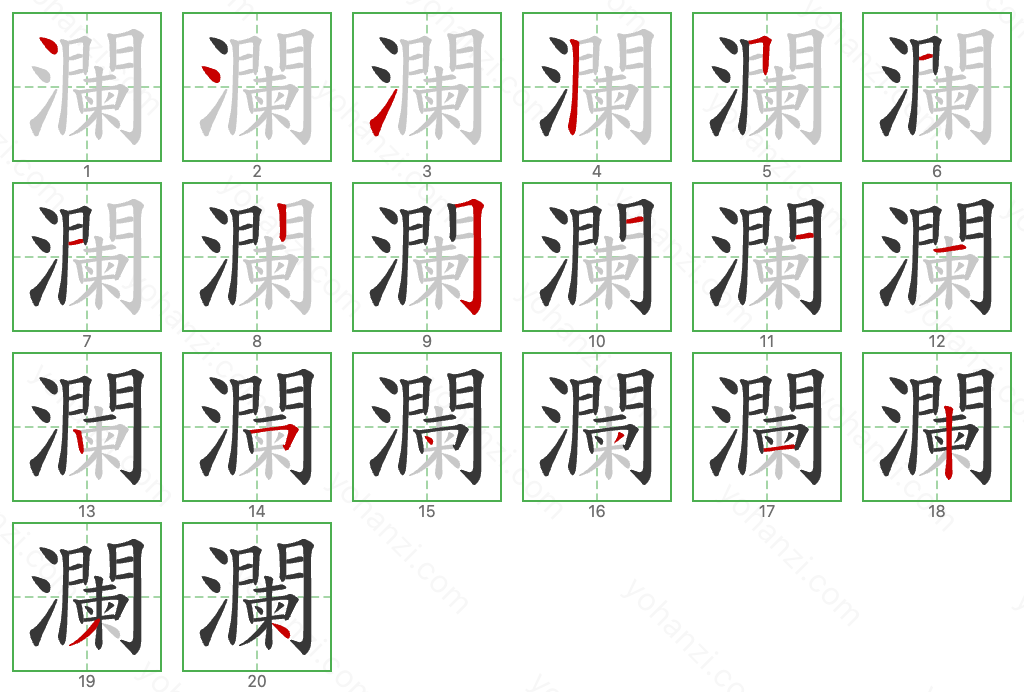 瀾 Stroke Order Diagrams