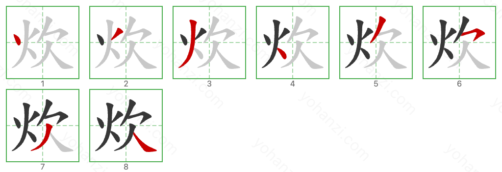 炊 Stroke Order Diagrams