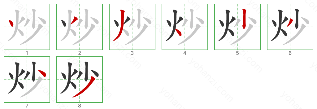 炒 Stroke Order Diagrams