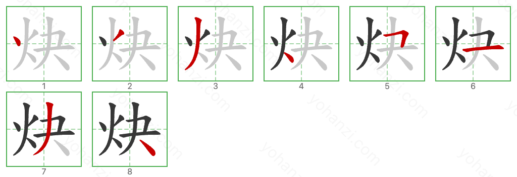 炔 Stroke Order Diagrams