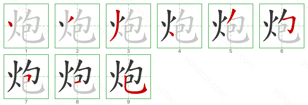 炮 Stroke Order Diagrams