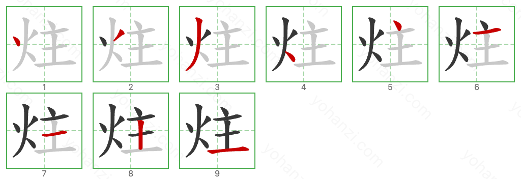 炷 Stroke Order Diagrams