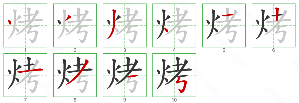 烤 Stroke Order Diagrams