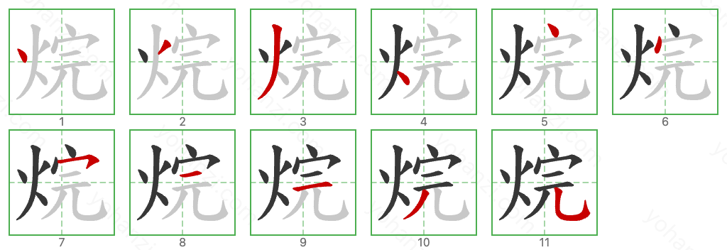 烷 Stroke Order Diagrams