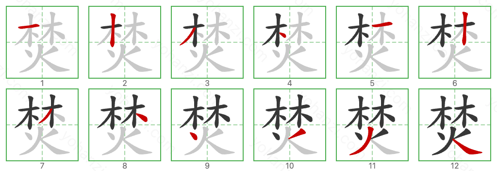 焚 Stroke Order Diagrams