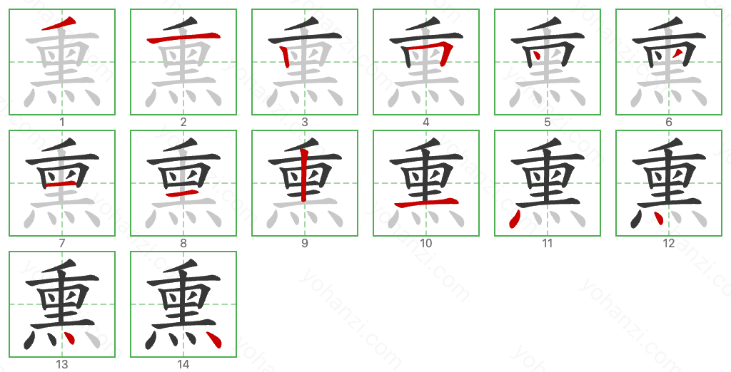 熏 Stroke Order Diagrams