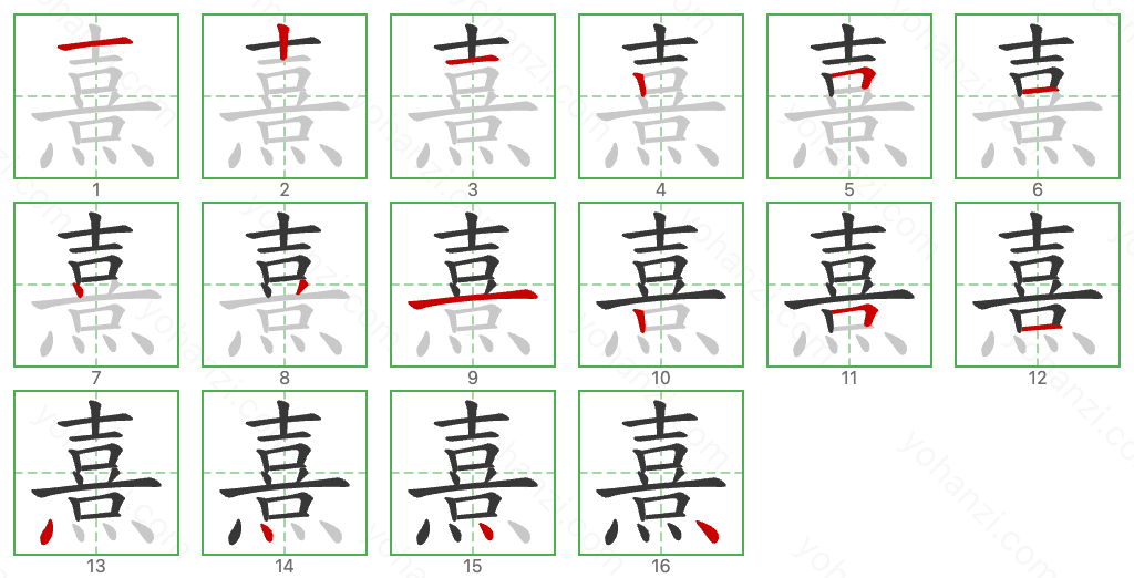 熹 Stroke Order Diagrams