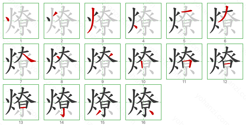 燎 Stroke Order Diagrams