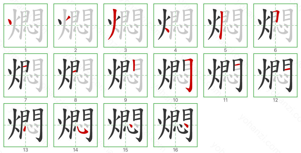 燜 Stroke Order Diagrams