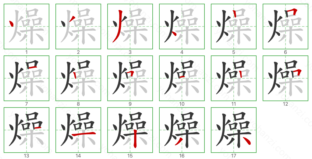 燥 Stroke Order Diagrams