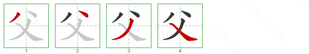 父 Stroke Order Diagrams