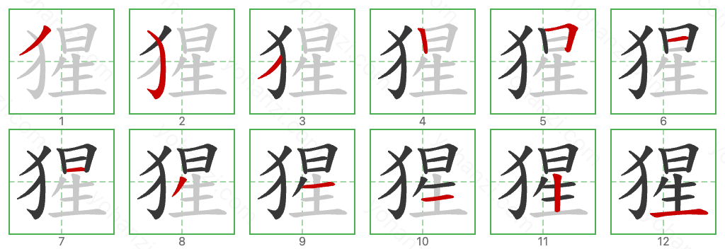 猩 Stroke Order Diagrams