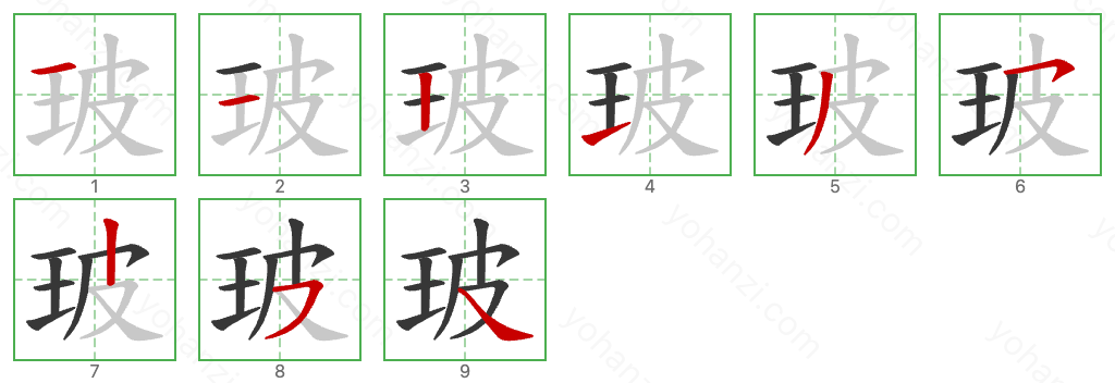 玻 Stroke Order Diagrams