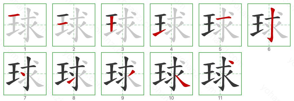 球 Stroke Order Diagrams