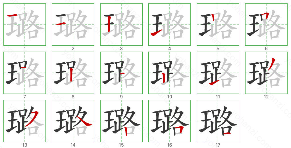 璐 Stroke Order Diagrams