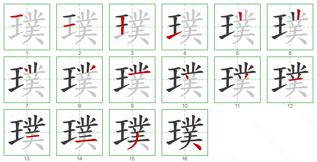 璞 Stroke Order Diagrams