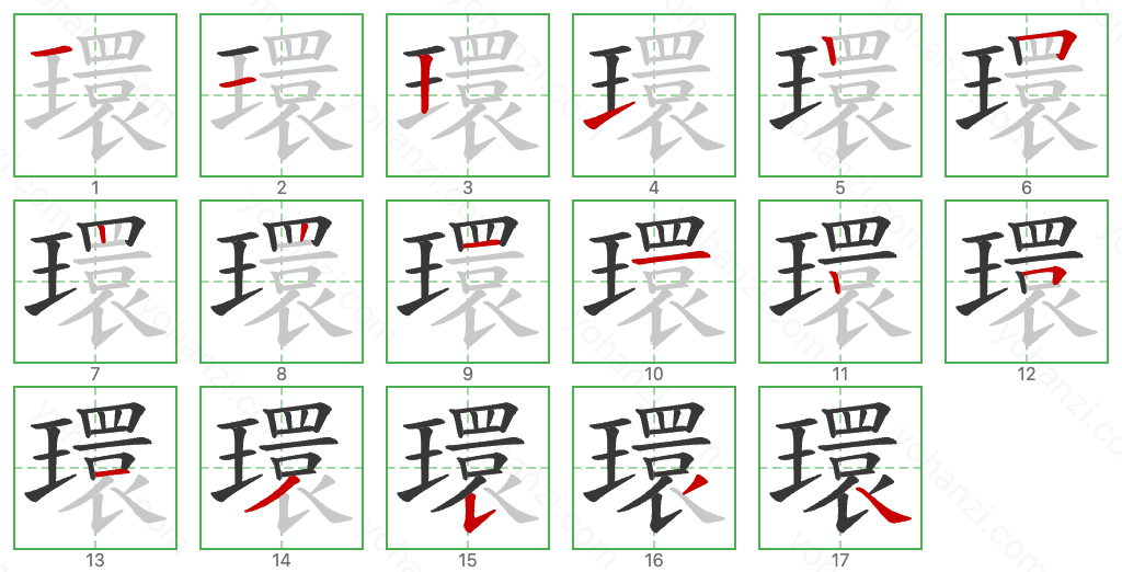 環 Stroke Order Diagrams