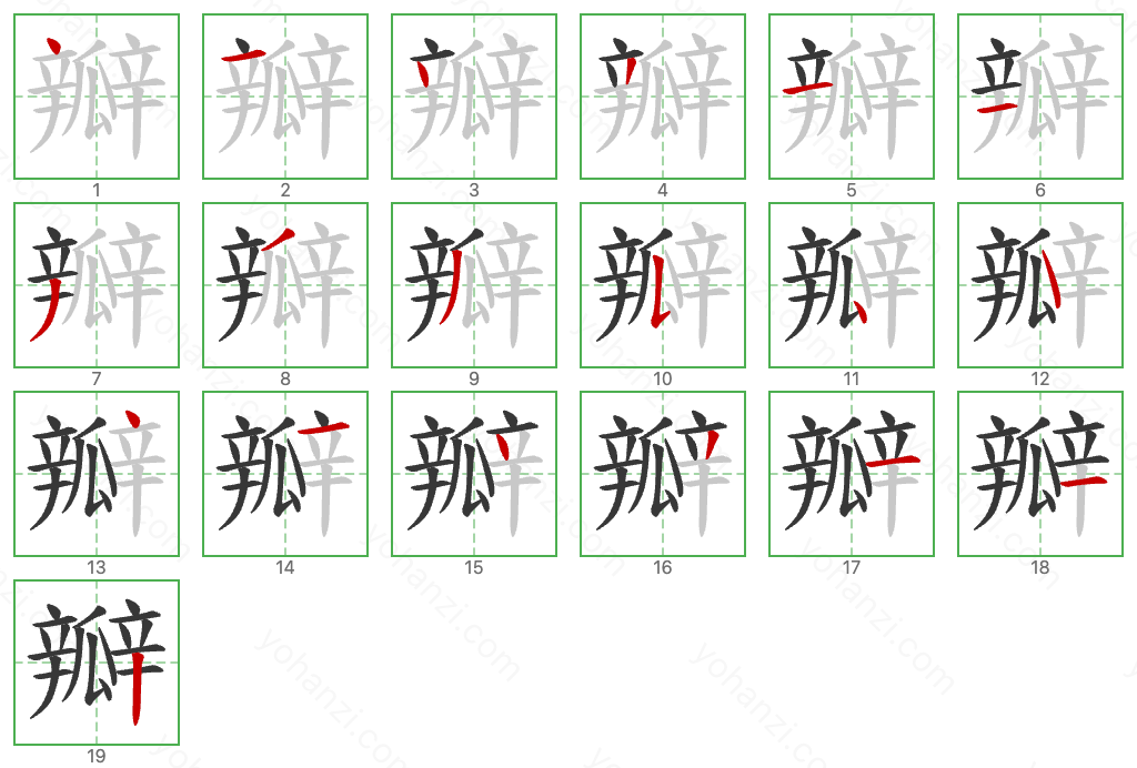 瓣 Stroke Order Diagrams